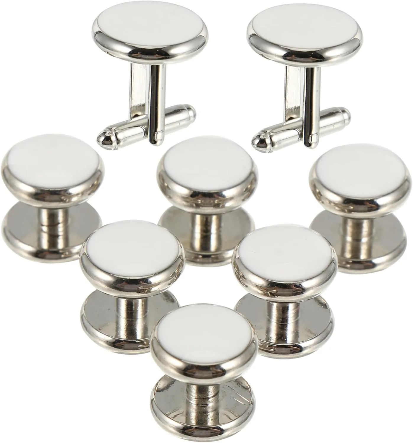 BESTYASH Luxury Mens 8pc Round Cufflinks Set French Cuff Shirt Cuff Studs Tuxedo Accessories