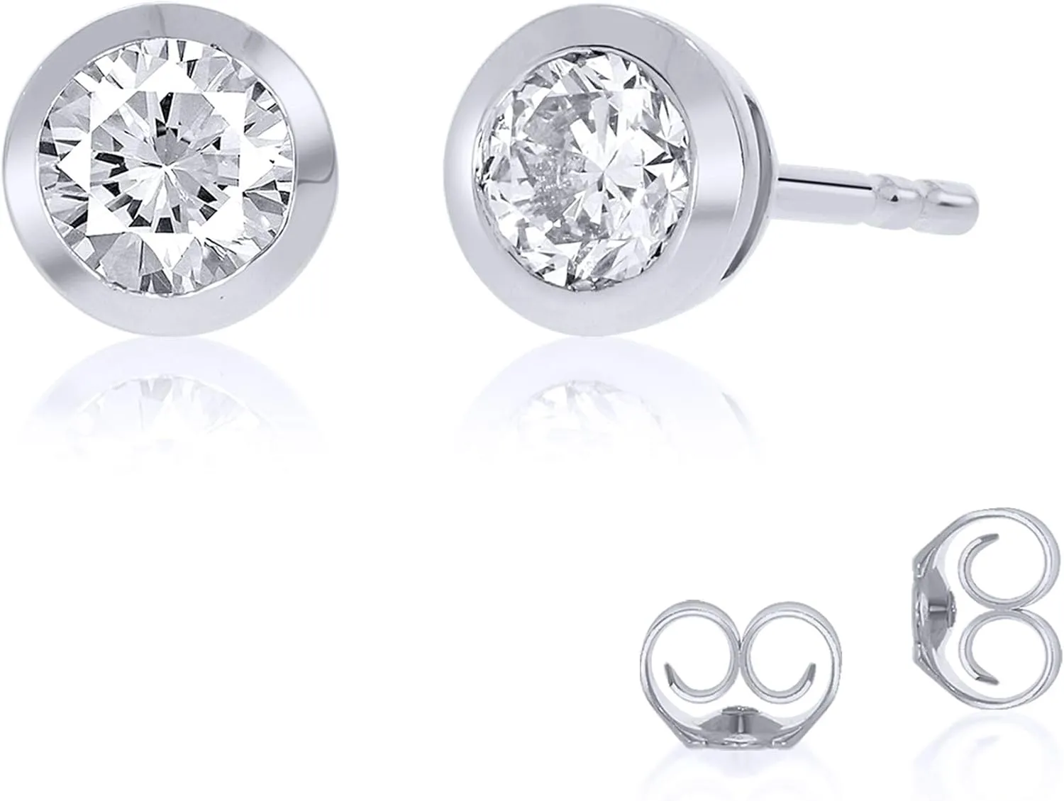 Bezel Set Lab Grown Diamond Stud Earrings for Women and Men | 1/6-3 1/4 CT. TW. Diamond Earrings | Real 14K White and Yellow Gold | Certified GH VS-SI Diamonds
