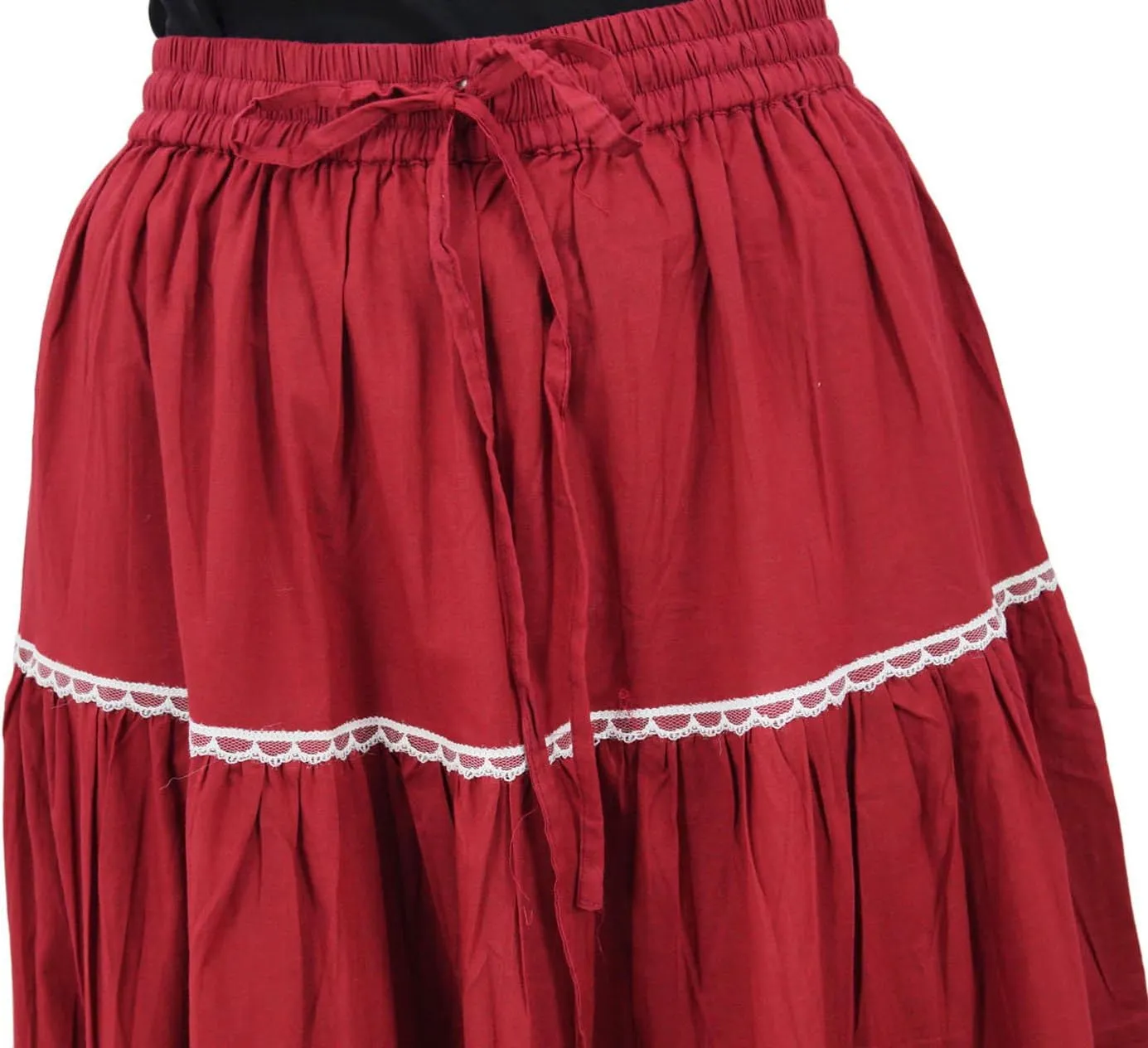 Bimba Womens Long Flaired Cotton Skirt Boho Maxi Bottoms Elastic Waist Indian Clothing