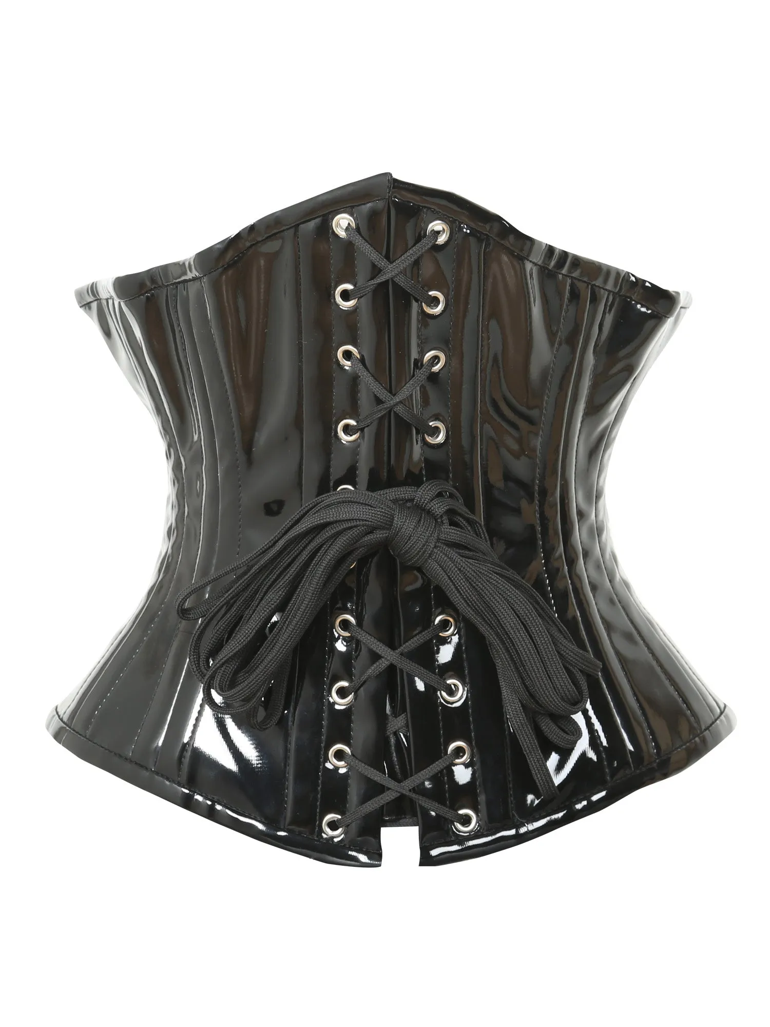 Black PVC Underbust Buckle Corset