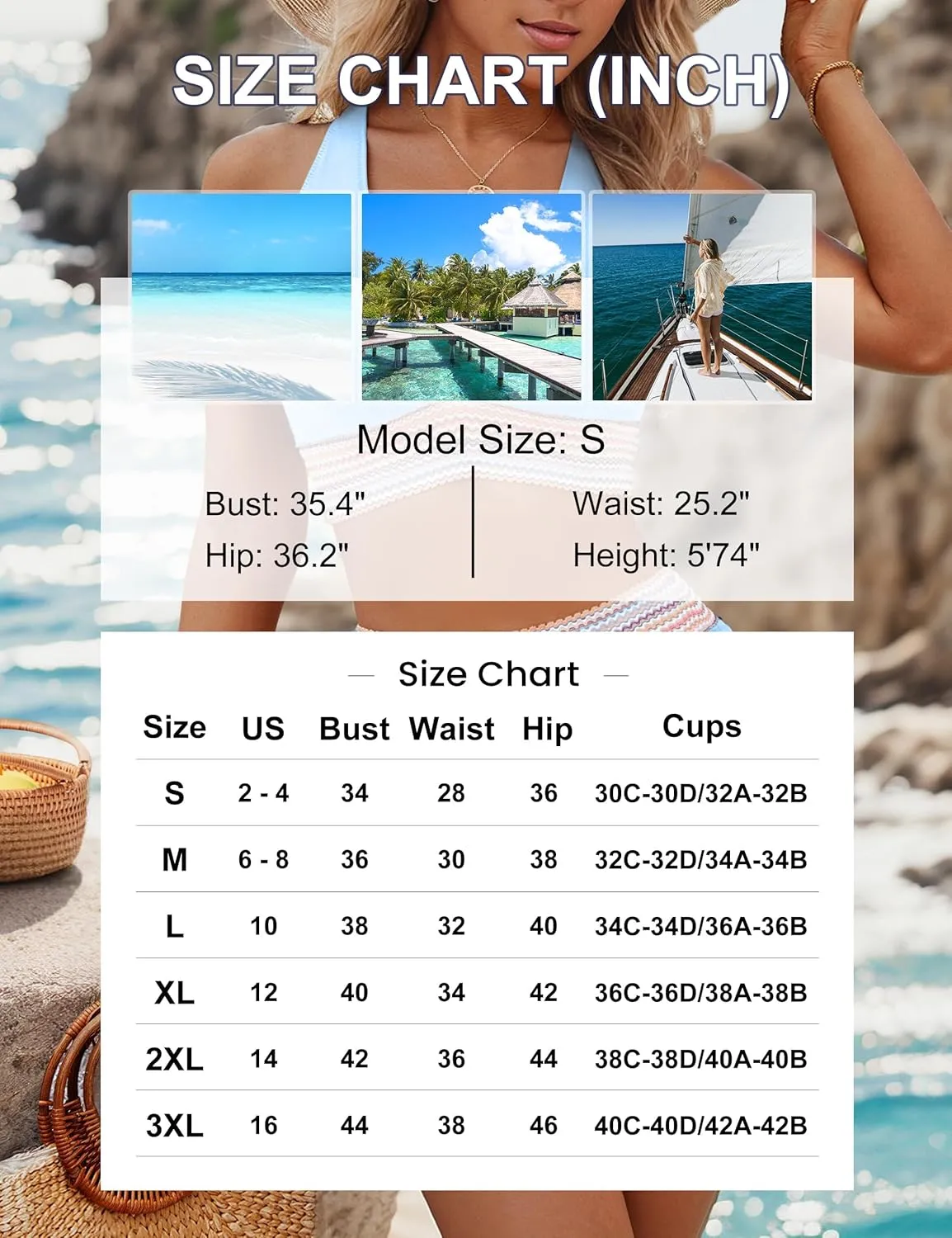 Blooming Jelly Womens High Waisted Bikini Sets Color Block Tummy Control Swimsuits Drawstring Two Piece Bathing Suit