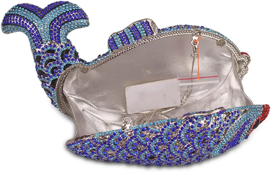 Blue Crystal Diamond Women Evening Bag Bridal Mini Metal Handbag And Purse Wedding Clutch Bag