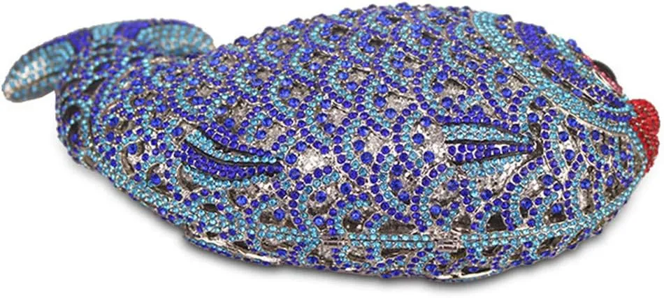 Blue Crystal Diamond Women Evening Bag Bridal Mini Metal Handbag And Purse Wedding Clutch Bag