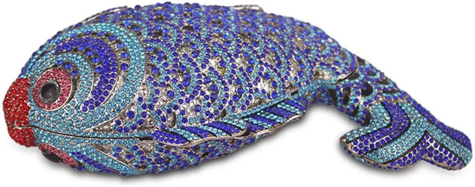 Blue Crystal Diamond Women Evening Bag Bridal Mini Metal Handbag And Purse Wedding Clutch Bag