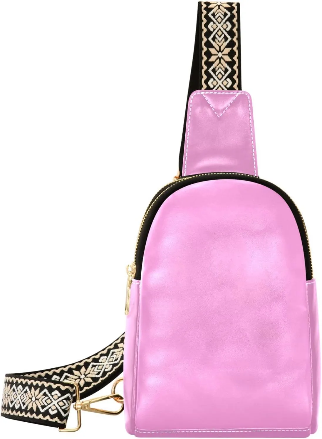Boccsty Plain Pale Magenta Leather Hiking Waist Packs Belt Bag for Women Men Sling Bag Fanny Pack Chest Bag with Adjustable Strap for Casual Travel Shopping