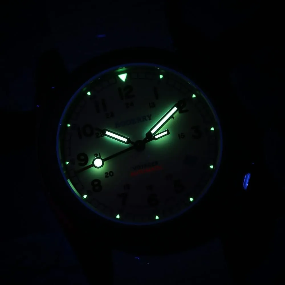 BODERRY Men's Watch Titanium Automatic Field Watch 40mm Military Watch Day Date Function 100M Waterproof with Titanium Bracelet Japanese Mechanical Movement & Screw Down CrownVoyager