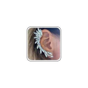Boho Rhinestone Leaf Ear Climber Earrings Gold Cz Crystal Ear Crawler Earring Punk Crystal Climbing Earring Vintage Earcuff Clip on Wrap Earrings Jewelry for Women (Gold)