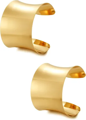 BOMAIL 2 Pcs Cuff Bangle Bracelet Set for Women Open Wide Wire Bracelets Gold Wrist Cuff Wrap Bracelet Adjustable