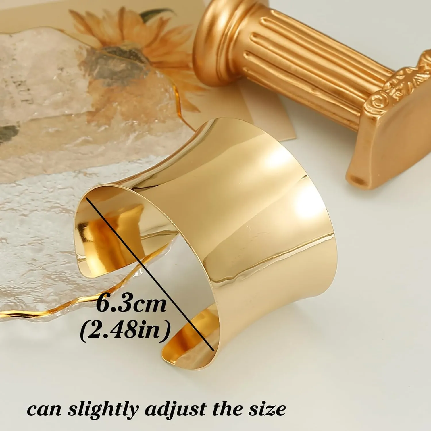 BOMAIL 2 Pcs Cuff Bangle Bracelet Set for Women Open Wide Wire Bracelets Gold Wrist Cuff Wrap Bracelet Adjustable