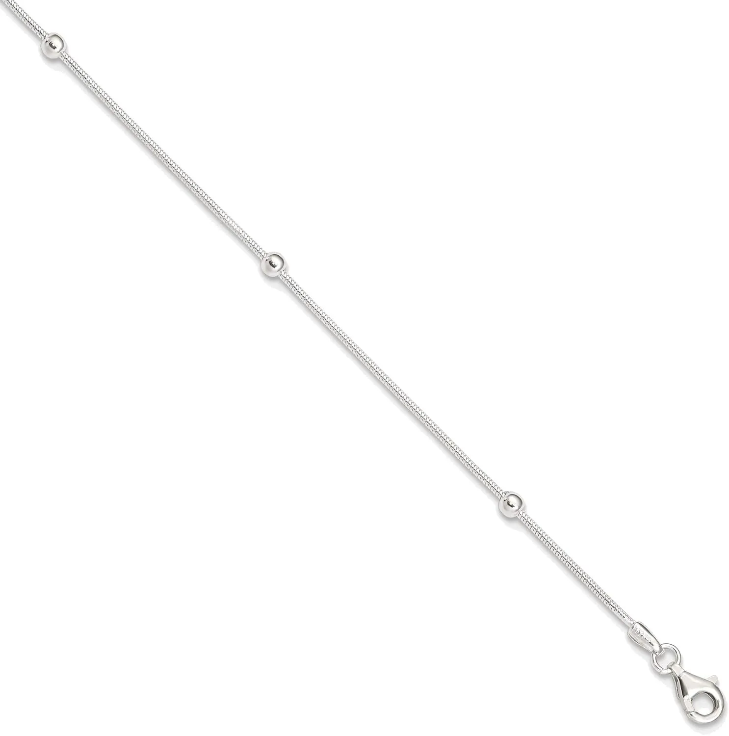 Bonyak Jewelry Sterling Silver 9in Plus1.5 in ext Polished Anklet Pristine