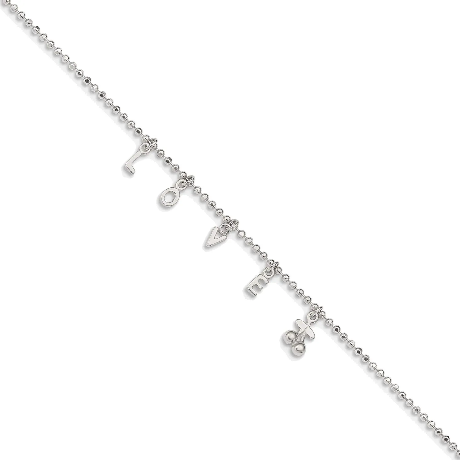 Bonyak Jewelry Sterling Silver Love 10 in Plus1 in Ext. Anklet Charming