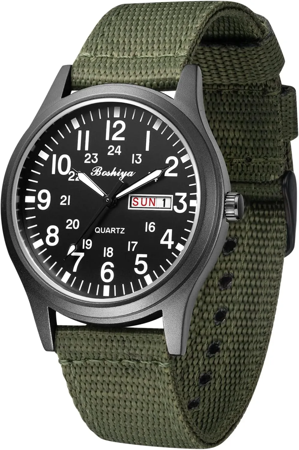 BOSHIYA Men's Military Tactical Field Watches Outdoor Sports/Work Watch Waterproof Analogue Quartz Watches Minimalist Lightweight Nylon Watch - Imported Japanese Movement/40mm Waterproof/Date Display