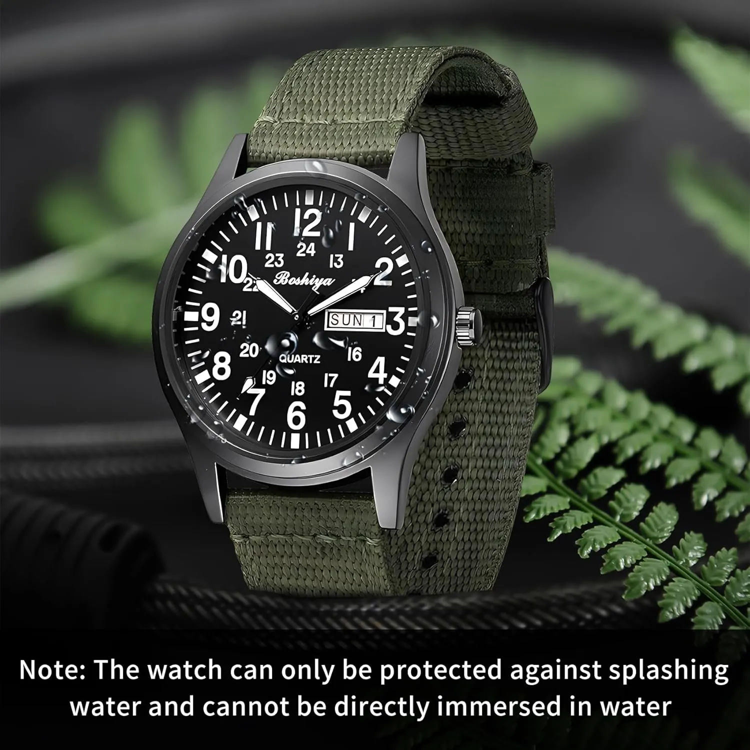 BOSHIYA Men's Military Tactical Field Watches Outdoor Sports/Work Watch Waterproof Analogue Quartz Watches Minimalist Lightweight Nylon Watch - Imported Japanese Movement/40mm Waterproof/Date Display