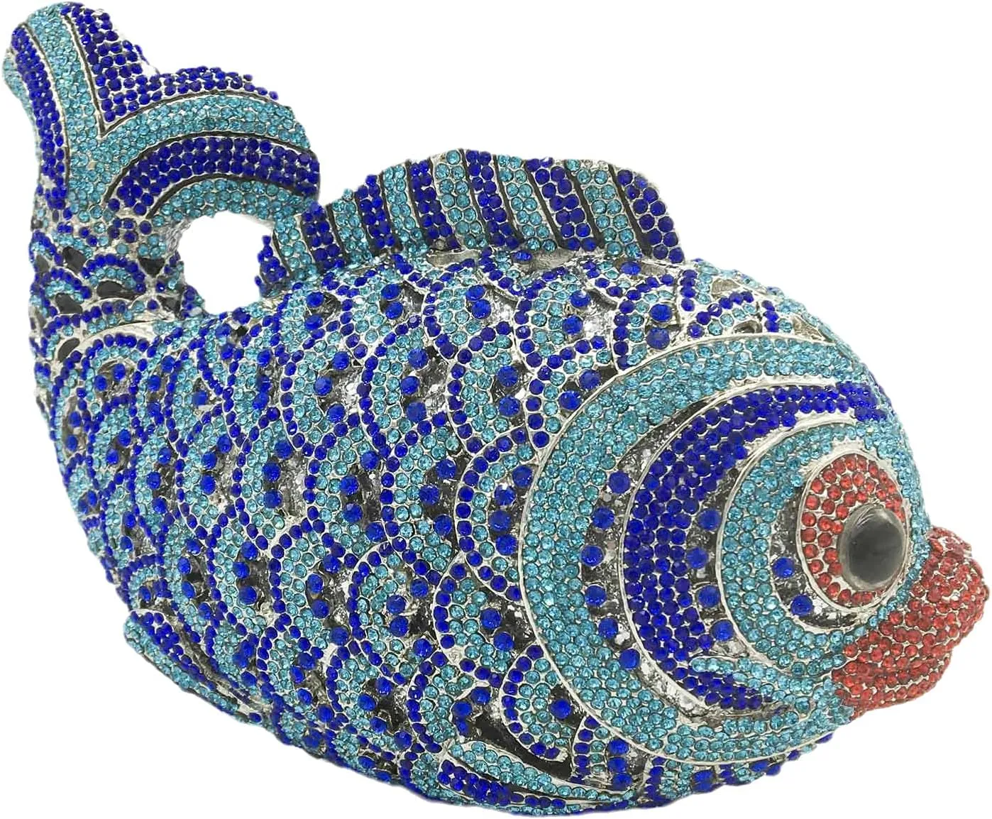 Boutique De FGG Fish Rhinestone Clutch Purses for Women Formal Evening Bags Prom Purse Wedding Party Crystal Clutch Bag,Mini