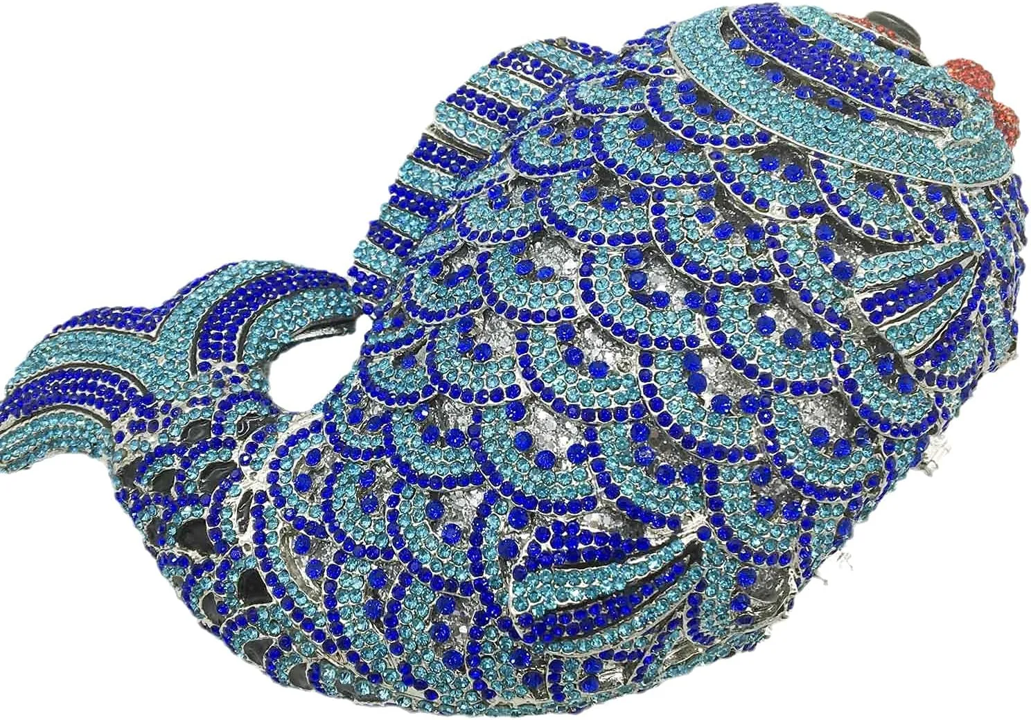 Boutique De FGG Fish Rhinestone Clutch Purses for Women Formal Evening Bags Prom Purse Wedding Party Crystal Clutch Bag,Mini