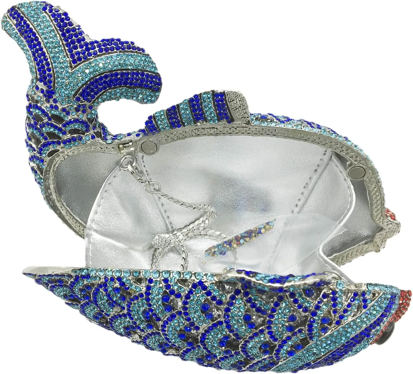 Boutique De FGG Fish Rhinestone Clutch Purses for Women Formal Evening Bags Prom Purse Wedding Party Crystal Clutch Bag,Mini