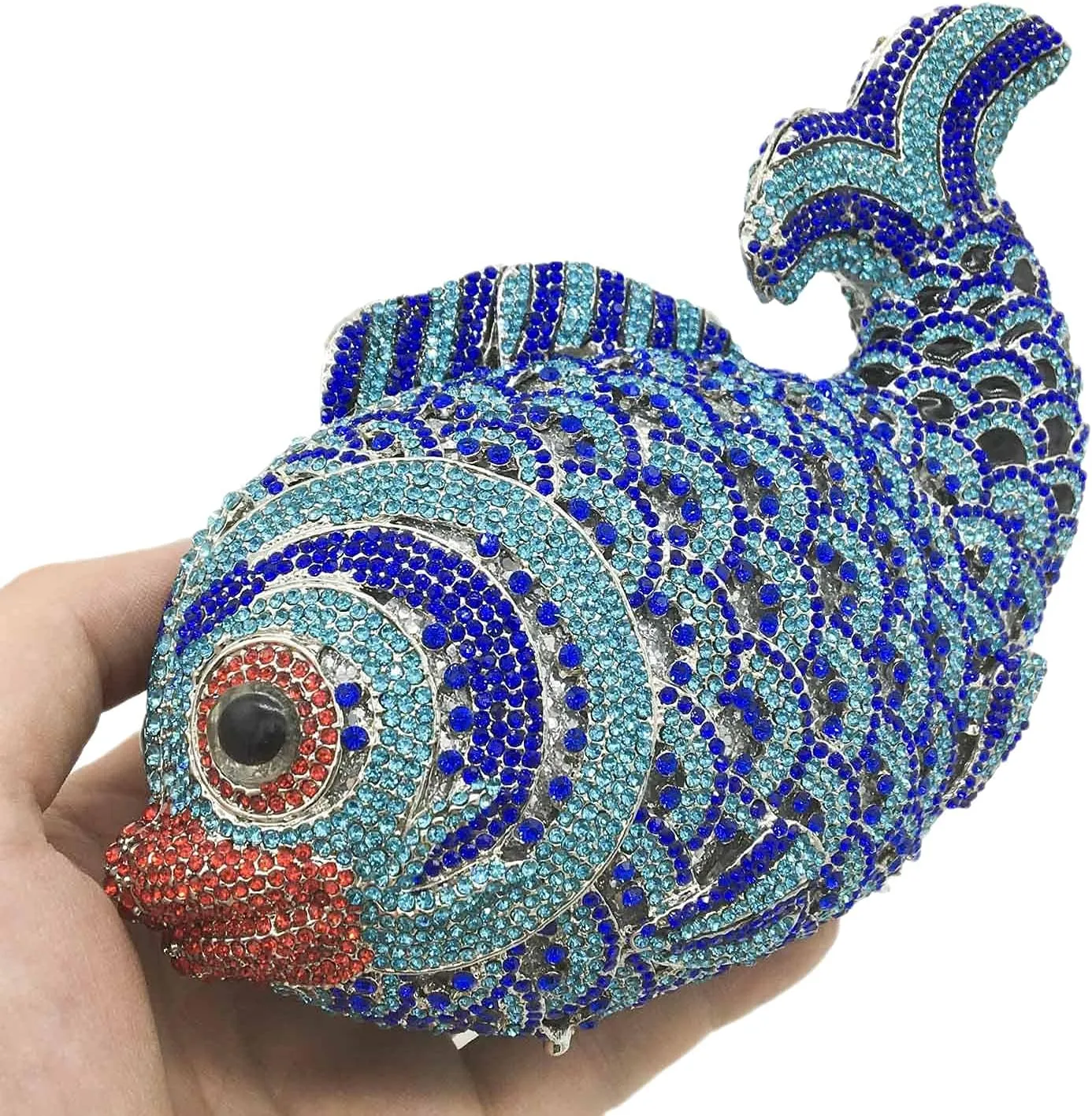 Boutique De FGG Fish Rhinestone Clutch Purses for Women Formal Evening Bags Prom Purse Wedding Party Crystal Clutch Bag,Mini