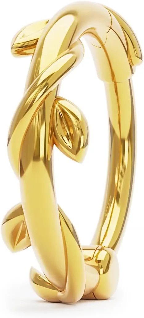 Braided Helix Hoop Clicker Gold Vermeil, Twist Grecian Leaf Cartilage Earring, Handmade Boho Piercing Jewelry by Umanative
