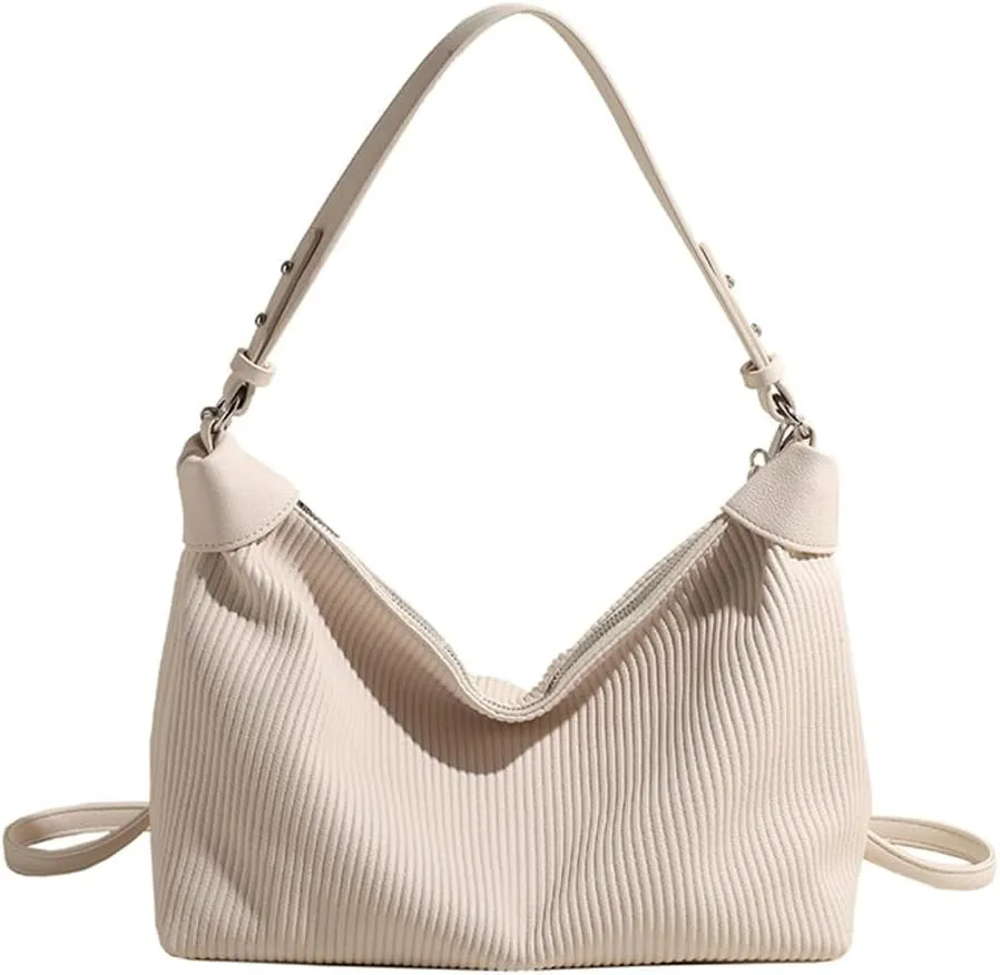 Bucket Bag for Women, Pleated Cloud Vertical Pattern Large Capacity Tote Bag Handbag Purse Crossbody Bag Shoulder Bag