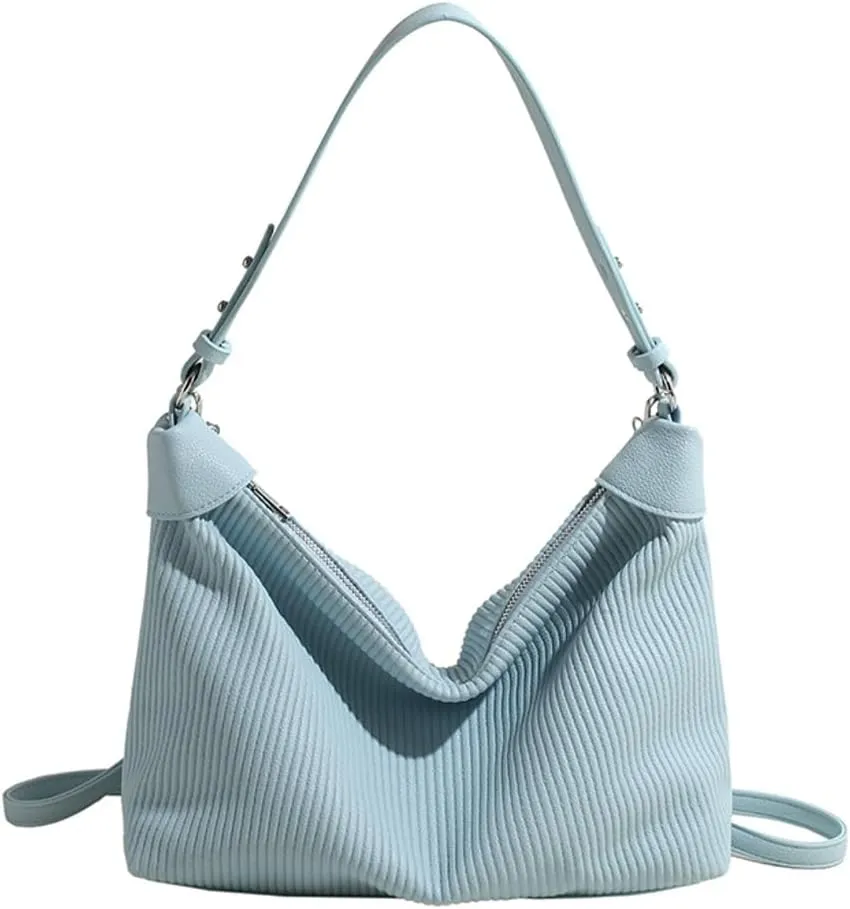 Bucket Bag for Women, Pleated Cloud Vertical Pattern Large Capacity Tote Bag Handbag Purse Crossbody Bag Shoulder Bag