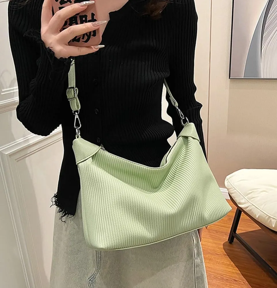 Bucket Bag for Women, Pleated Cloud Vertical Pattern Large Capacity Tote Bag Handbag Purse Crossbody Bag Shoulder Bag