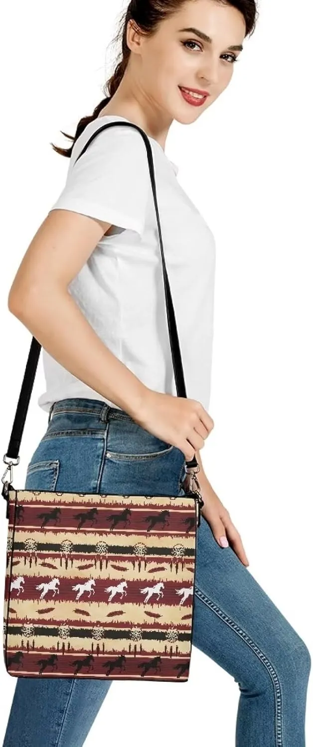 Bucket Bag for Women Western Shoulder Purses Boho Aztec Satchel with Detachable Strap and Magnetic Snap