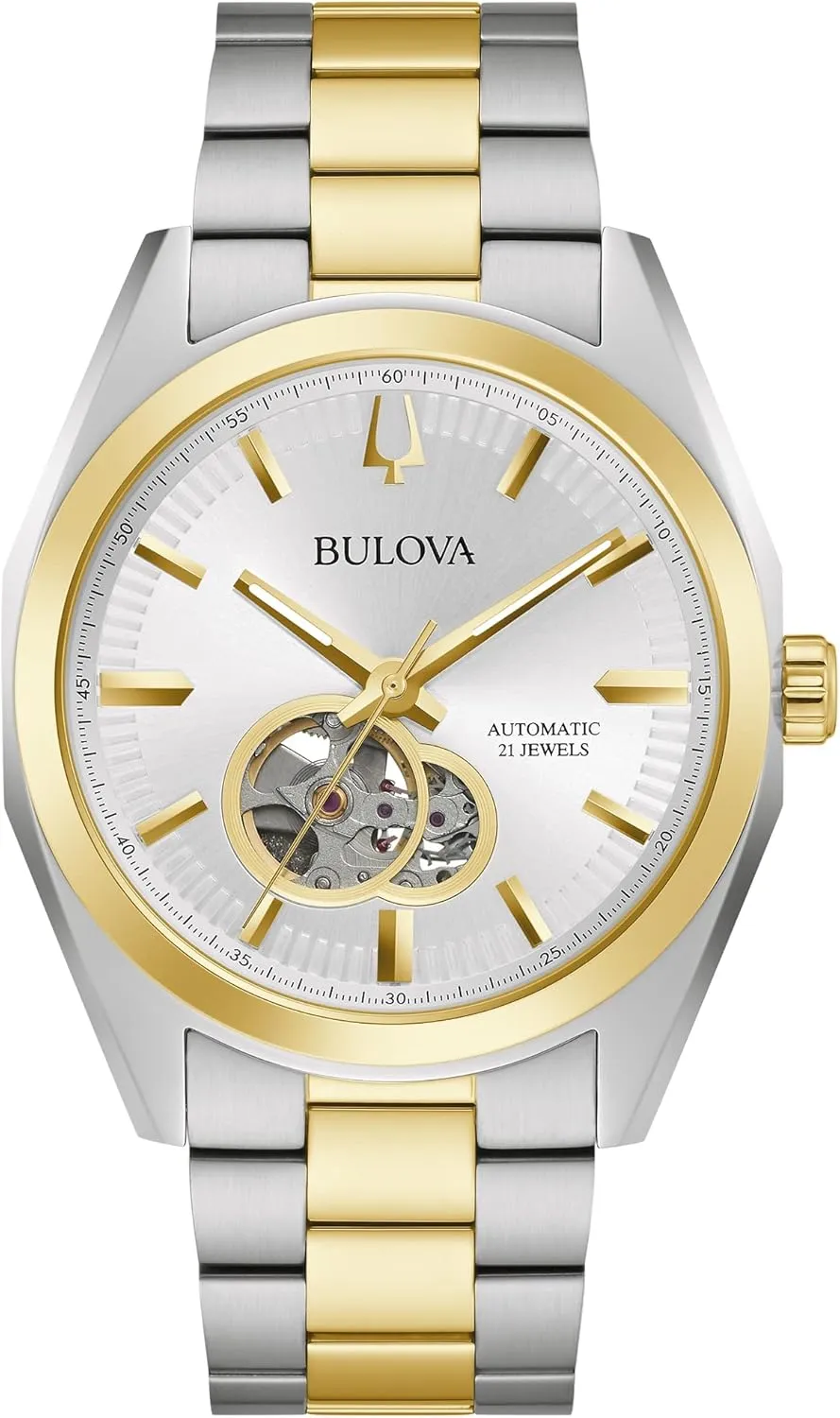 Bulova Men's Classic Surveyor 3-Hand Automatic Watch, Hack Feature, Luminous Hand, Open Aperture, Screw-Back Case, 42mm