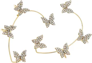 Butterfly Cuff Earrings Rhinestone Ear Cuffs for Women and Wraps Fashion Show Accessory Wedding Jewelry