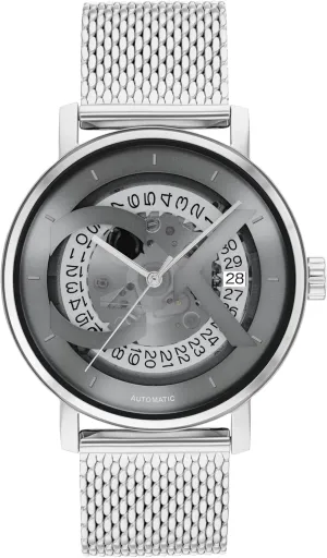 Calvin Klein Iconic Men's Automatic Watch - Stainless Steel with Exhibition Case-Back and Mesh Bracelet - Water Resistant to 3ATM/30 Meters - Premium Fashion Timepiece - 40mm
