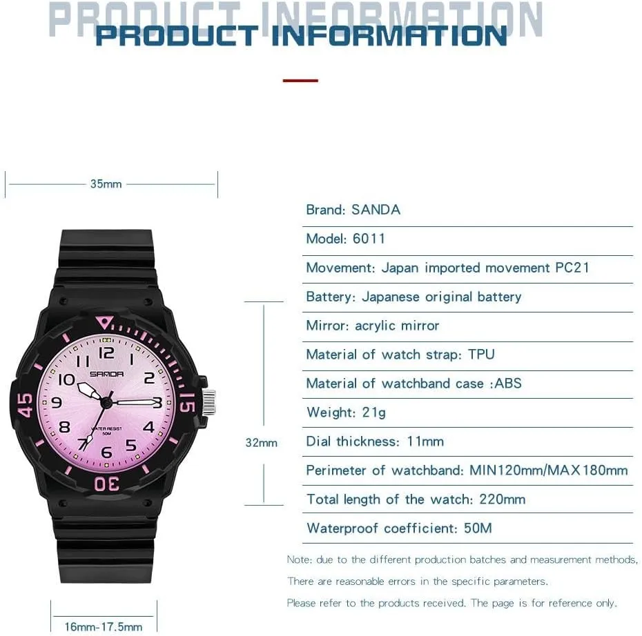 CARLIEN Women's Sport Nurse Minimalist Waterproof Luminous Simple Quartz Watch Casual Ladies Wristwatch Gift Green Pink Blue Purple