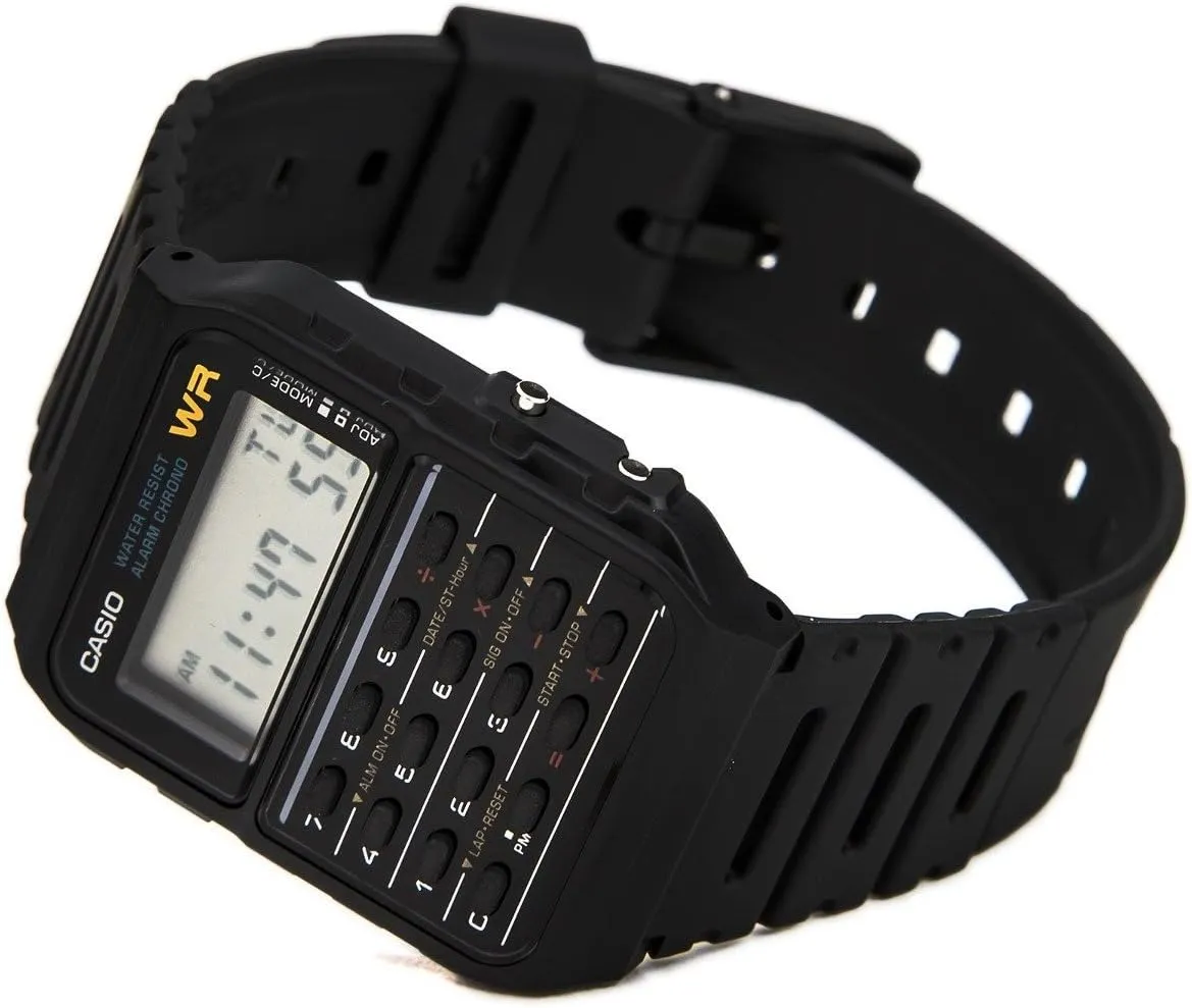 Casio Casio-CA53W-1Z Watch, Black/White, Strip, Black/White, PEQUEO, Strip