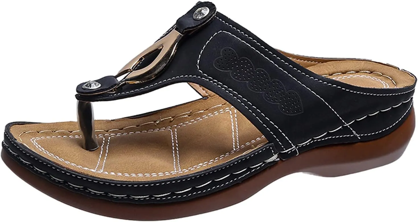 Cathalem Orthopedic Sandals for Women, Womens Fashion Flip Flops Wedge Platform Beach Shoes Dressy Summer Orthotic Flip Flops