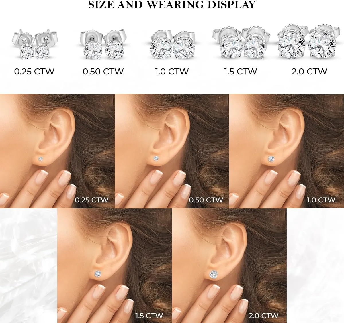 Certified 1/4-3.0 Carat Lab Grown Diamond Earrings in 14K Gold, Premium Collection of Diamond Stud Earrings for Women and Men, Quality Studs in Exceptional Color/Clarity