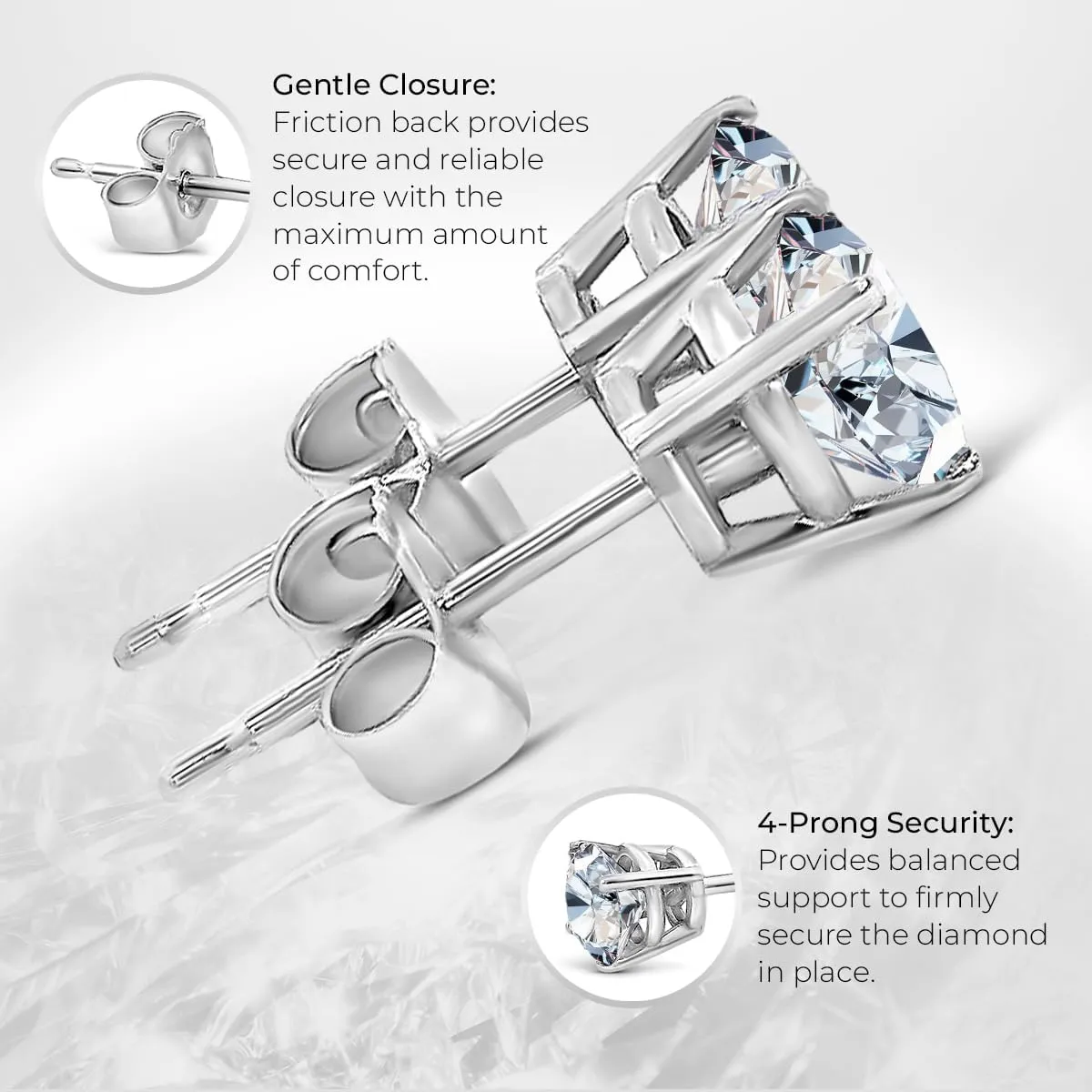 Certified 1/4-3.0 Carat Lab Grown Diamond Earrings in 14K Gold, Premium Collection of Diamond Stud Earrings for Women and Men, Quality Studs in Exceptional Color/Clarity