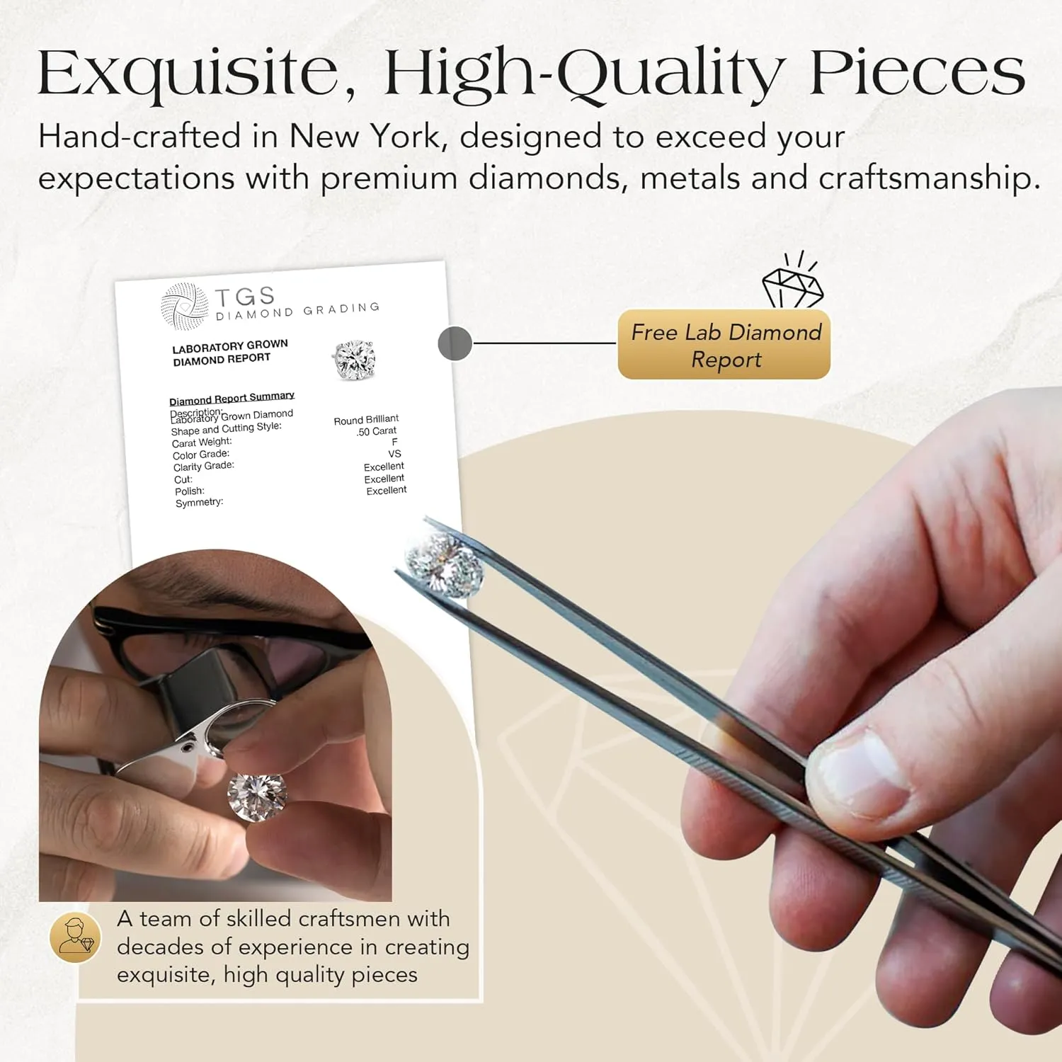 Certified Diamond Necklace for Women - Lab Grown Solitaire Necklace with Solid 14K Gold Chain, Stunning Lab Diamond Pendant in 1/2-1.0 Carat, Premium Signature Jewelry Collection