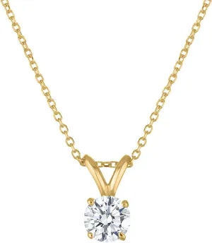 Certified Diamond Necklace for Women - Lab Grown Solitaire Necklace with Solid 14K Gold Chain, Stunning Lab Diamond Pendant in 1/2-1.0 Carat, Premium Signature Jewelry Collection