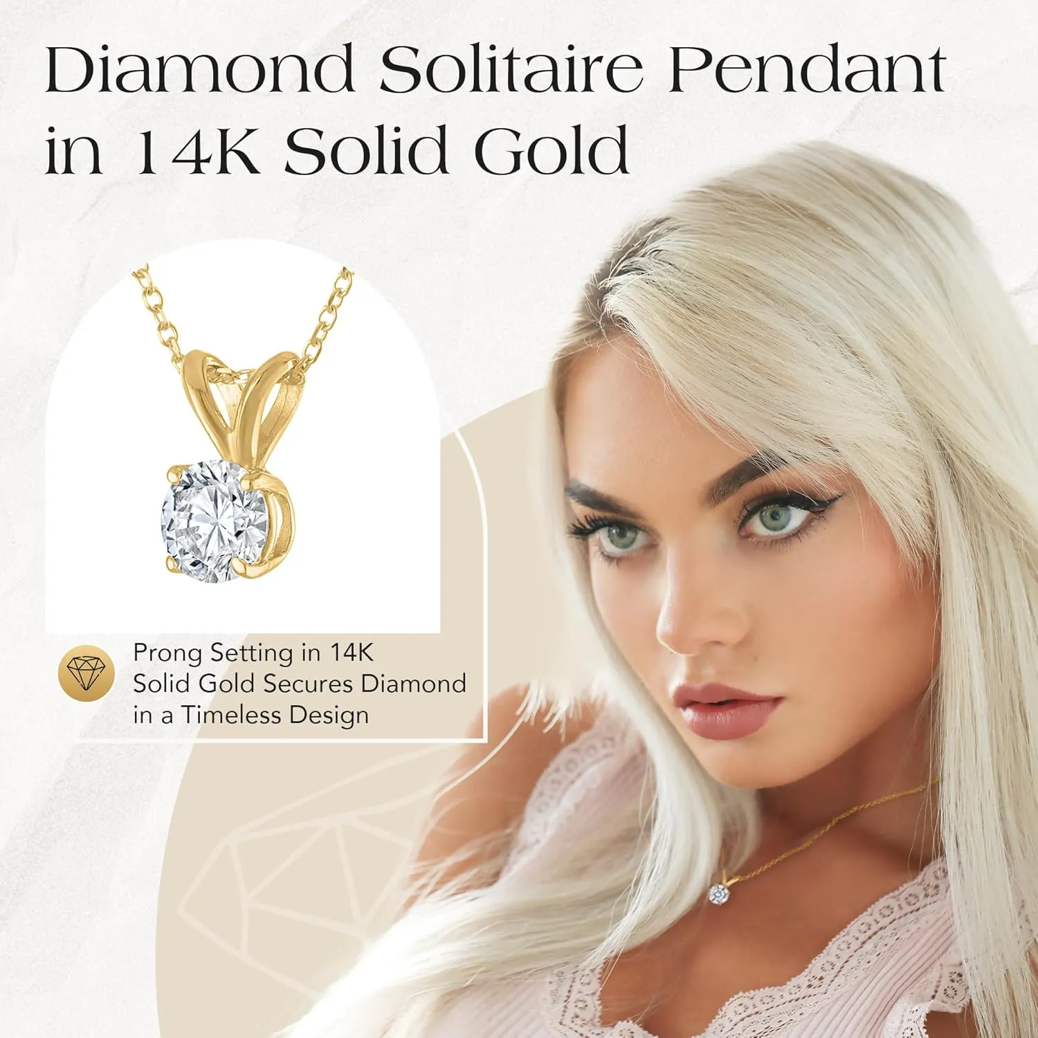 Certified Diamond Necklace for Women - Lab Grown Solitaire Necklace with Solid 14K Gold Chain, Stunning Lab Diamond Pendant in 1/2-1.0 Carat, Premium Signature Jewelry Collection