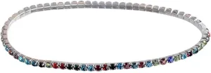 Charm Anklets For Women Crystal Rhinestone Stretch Tennis Elastic White Rainbow Colors Cubic Zirconia Silver Gold Single Row Stackable Diamond Anklets for Women (rainbow colors)
