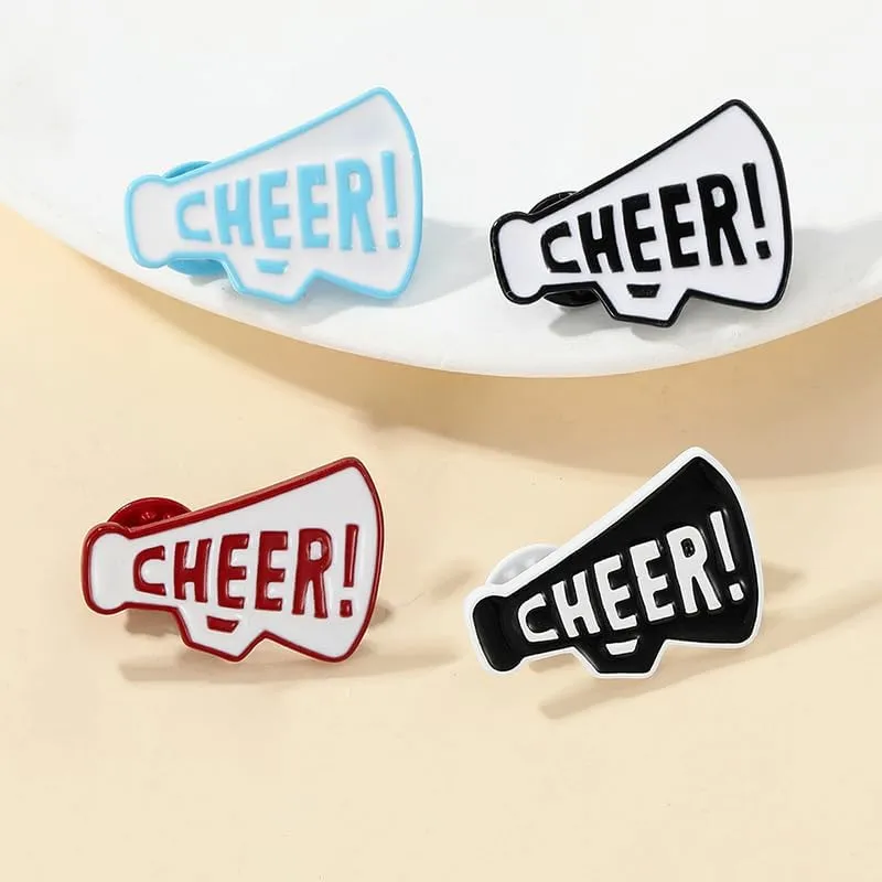 CHEER Megaphone Brooch Pins Megaphone Cheer Game Day Enamel Badge Football Rugby Ball Sports Cheerleading Team Sports Fans Favors