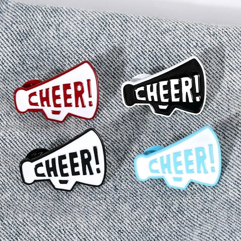 CHEER Megaphone Brooch Pins Megaphone Cheer Game Day Enamel Badge Football Rugby Ball Sports Cheerleading Team Sports Fans Favors