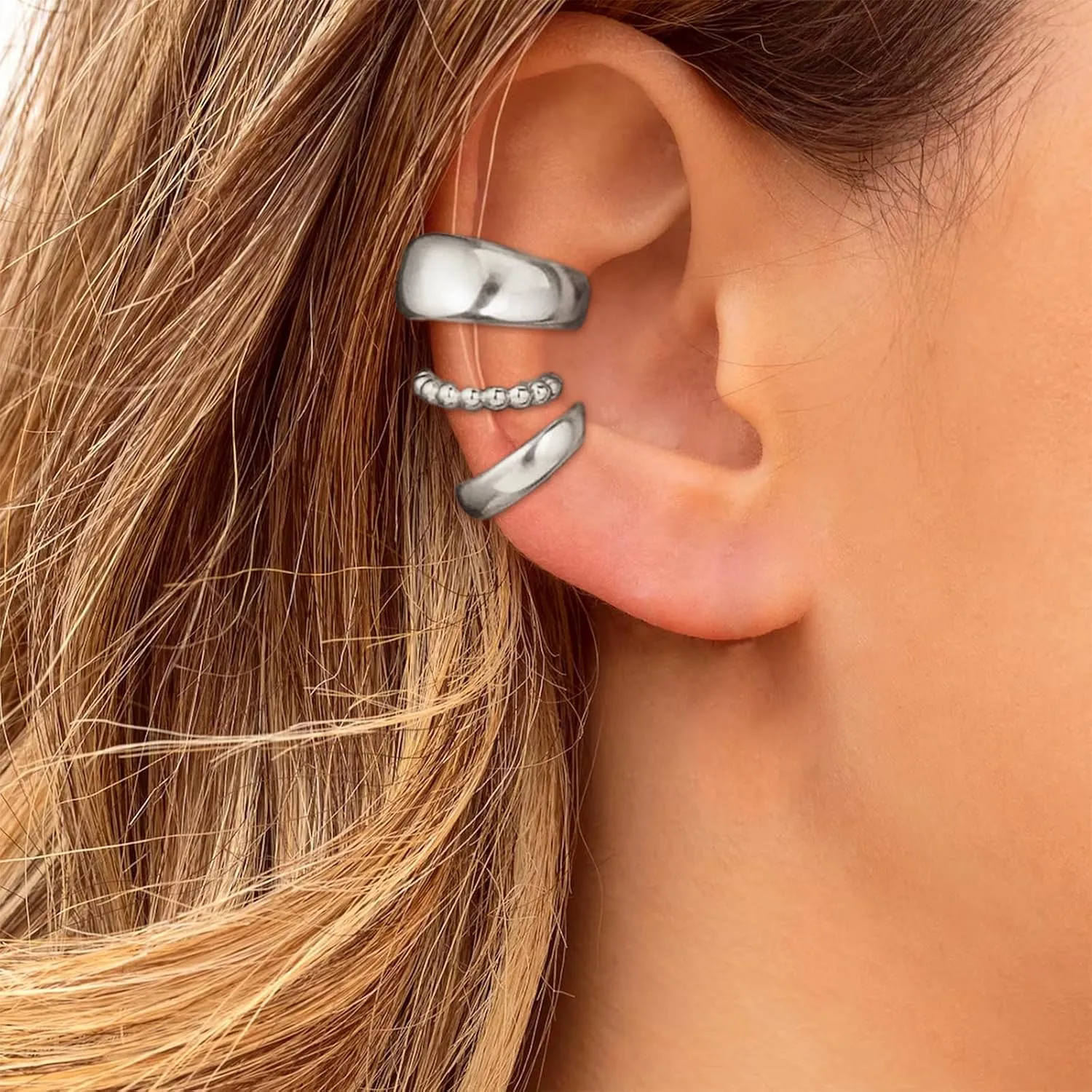 Chunky Ear Cuffs for Women Trendy Dainty 14K Gold Plated Non Piercing Cuff Earring Cartilage Clip on Jewelry Gift