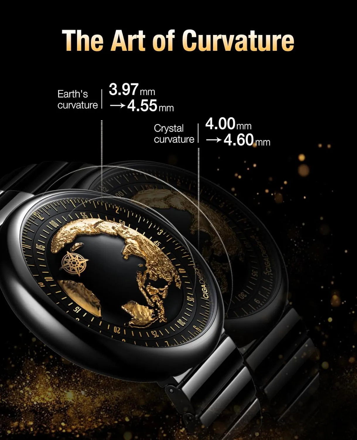 CIGA Design Mechanical Automatic Watch Blue Planet U Series Stainless Steel/Titanium/Ceramics Case Sapphire Crystal Fluororubber/Ceramics Strap Watches Gifts for Men and Women