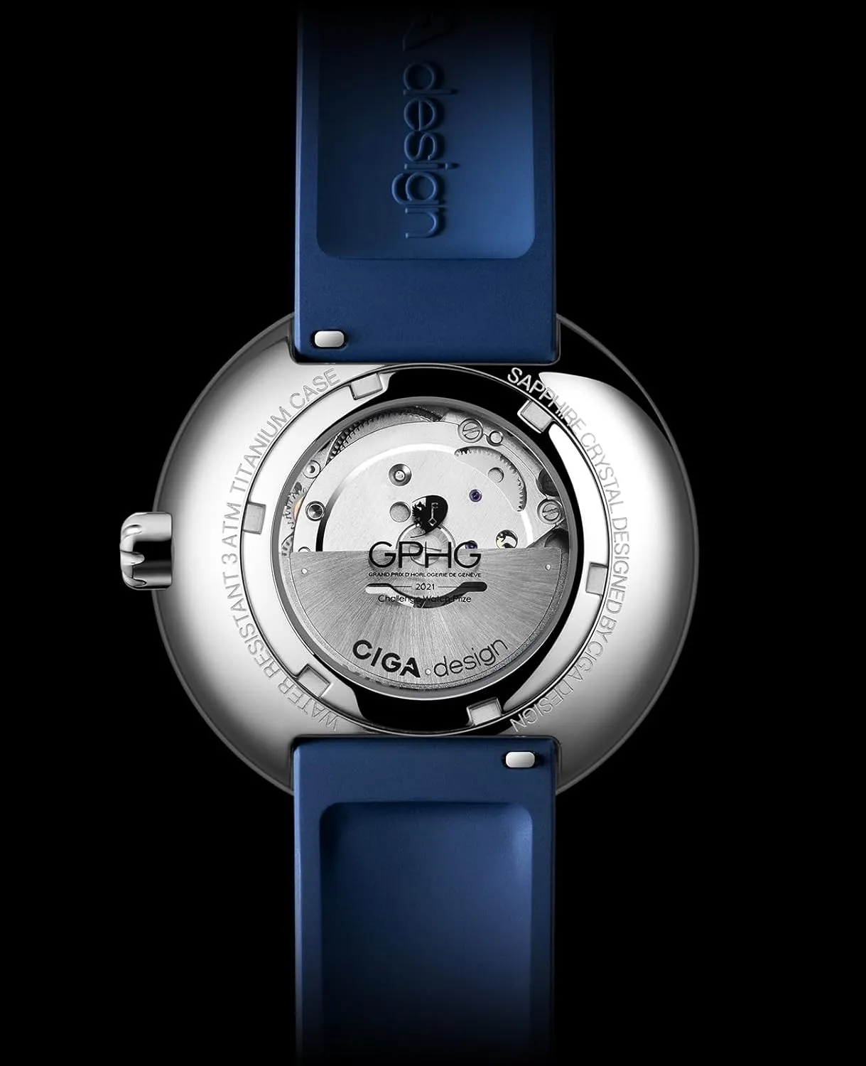 CIGA Design Mechanical Automatic Watch Blue Planet U Series Stainless Steel/Titanium/Ceramics Case Sapphire Crystal Fluororubber/Ceramics Strap Watches Gifts for Men and Women