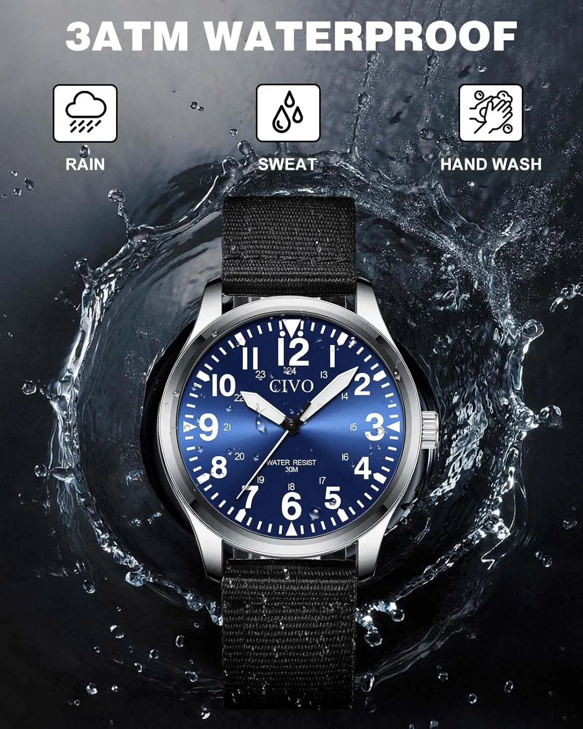 CIVO Military Watch for Men Waterproof: Analog Mens Watches Classic- Field Wrist Watches for Man
