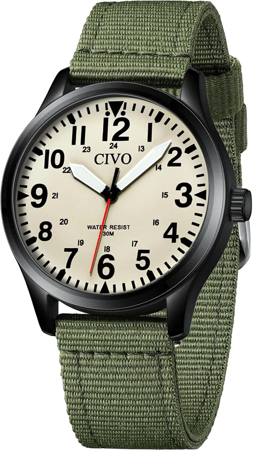 CIVO Military Watch for Men Waterproof: Analog Mens Watches Classic- Field Wrist Watches for Man