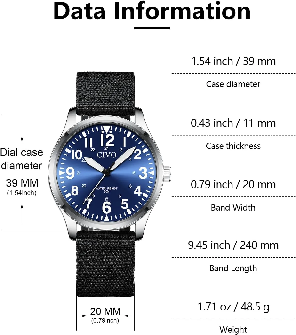 CIVO Military Watch for Men Waterproof: Analog Mens Watches Classic- Field Wrist Watches for Man