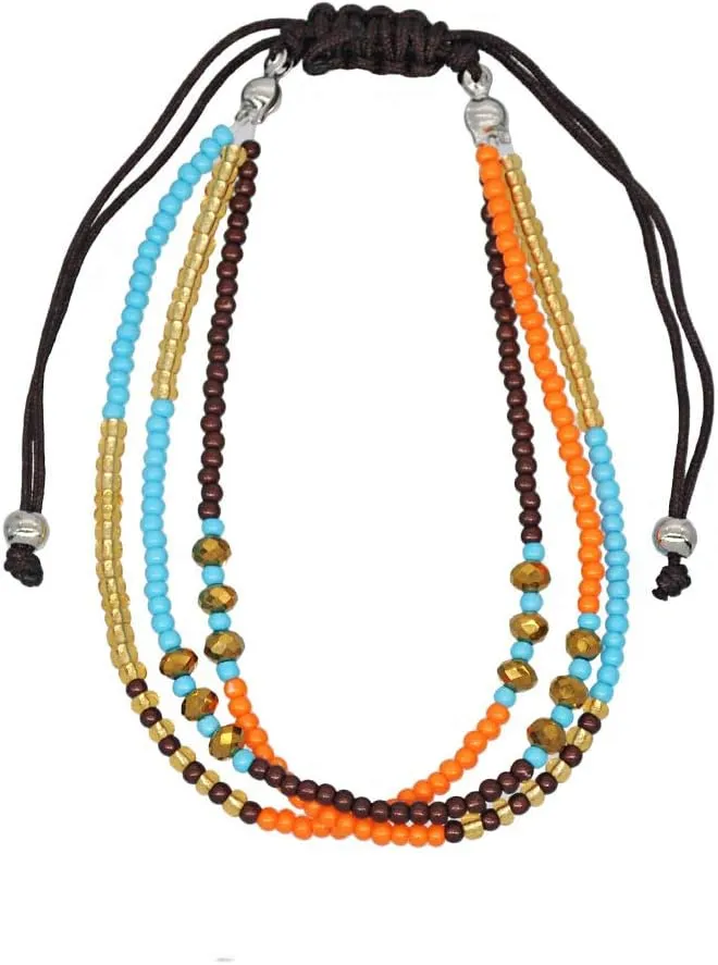 CJIAYUJEW Handmade Summer Bracelets Anklets for Women Girls,Adjustable Wrap Hippie Bracelet Bohemian String Braided Beads Bracelet,Colorful Layered Summer Beach Bohemian Jewelry