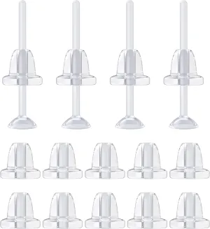 Clear Earrings for Sports for Ear Lobes, Cartilage Piercings - Bioflex Plastic Clear Studs For Ears Invisible Earring Spacers Invisible Earrings For Work, School Retainer Piercing Jewelry (10 extra stoppers)