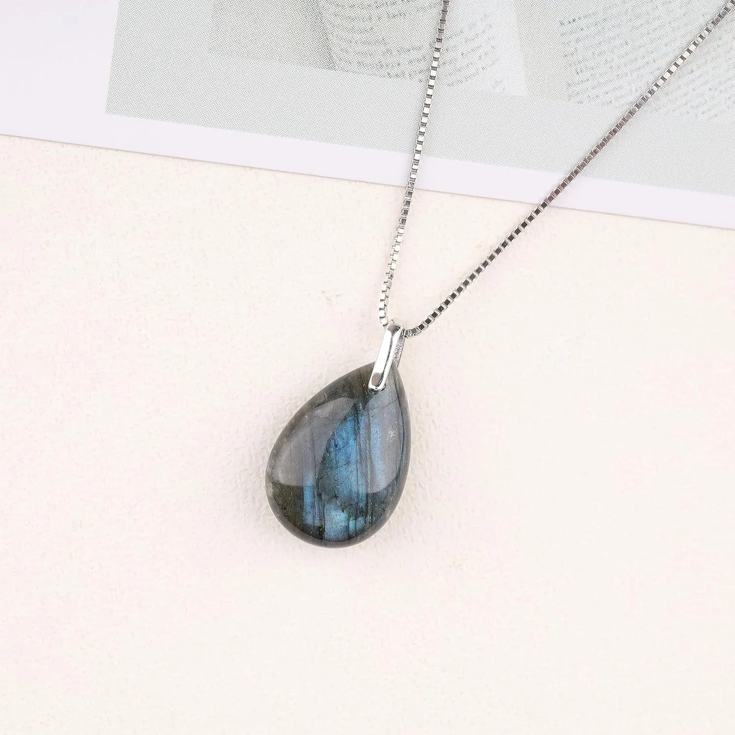COAI Women's Silver Chain Necklace Teardrop Pendant Crystal Necklace for Women