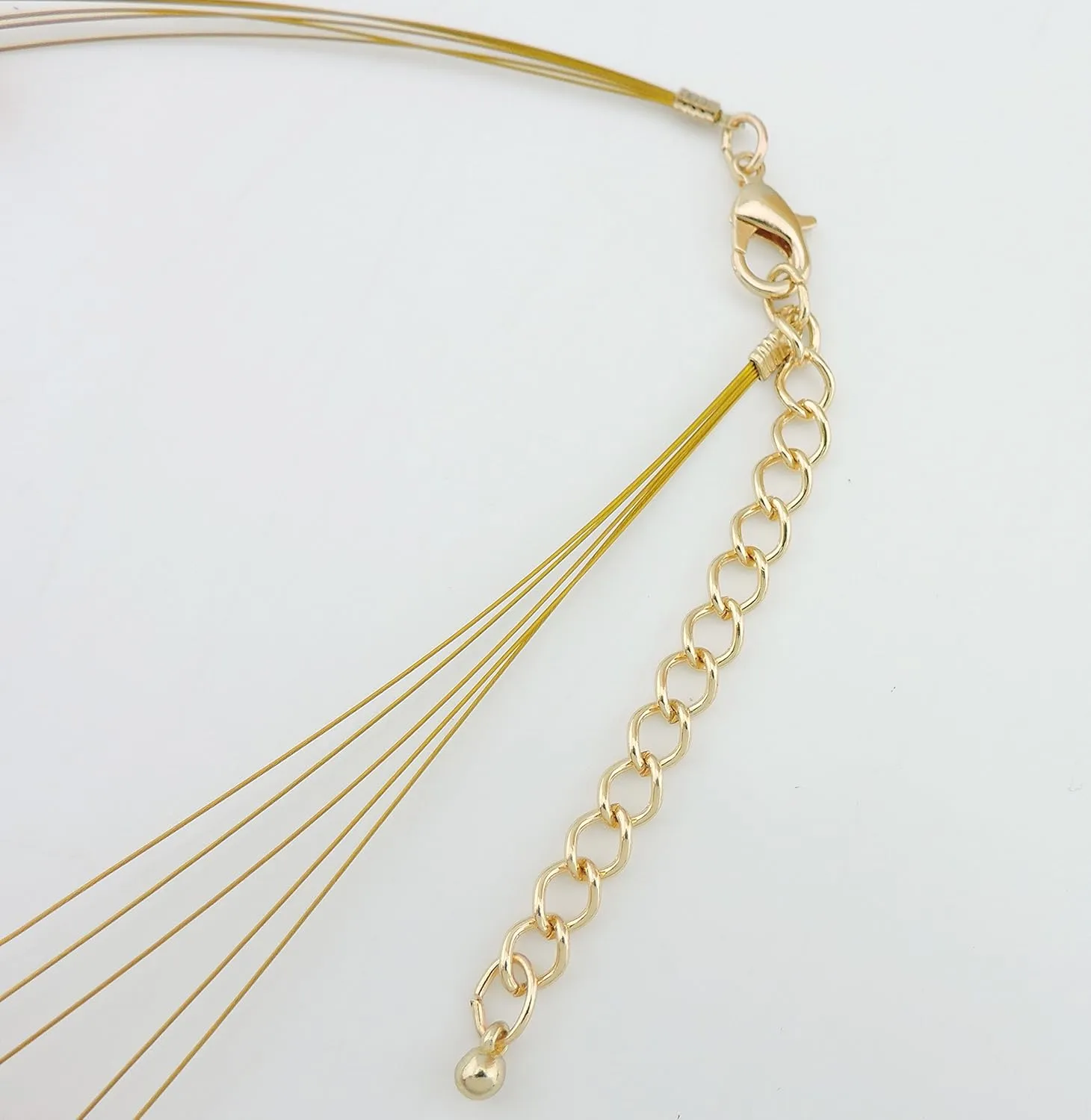 Coiris 5 Layer Illusion Wire Gradient Color Shell Beaded Statement Necklace for Women